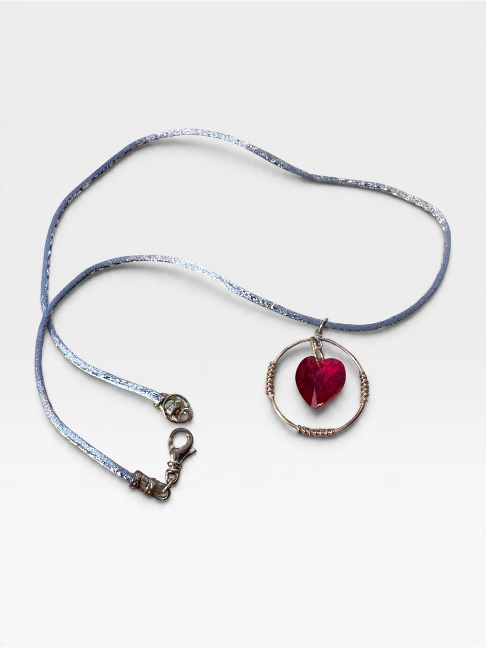 Hand Crafted Women’s Swarovski Heart Sterling Silver Necklace Red - Picture 3 of 6